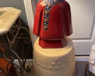 Ceramic Garden Bench and Chinese Robe Vase