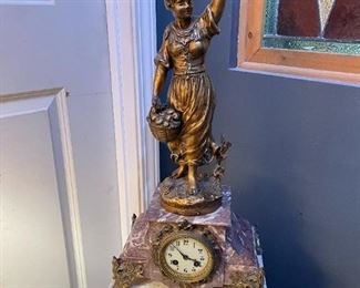 Antique French Figural Marble Base Clock