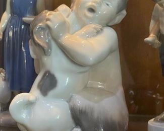 1920’s ROYAL COPENHAGEN Faun with Puppy Dog Figurine No. 2823