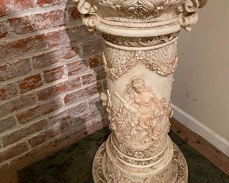 Vintage Cherub Scene Pedestal Stand