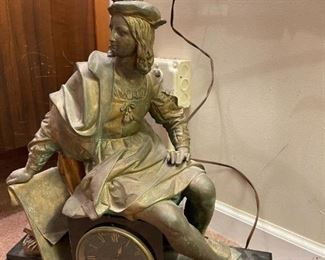 Antique French Figural Scholar Mantel Clock