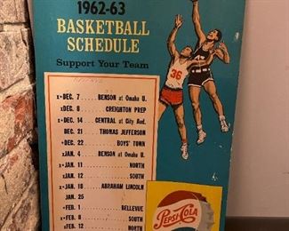 Omaha Tech High 1962 - 63 Pepsi Ad Basketball Schedule