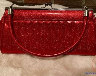 LUX DE VILLE Stardust Kiss Lock Red Sparkle Purse