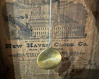 Antique New Haven Ogee Shelf Clock w Original Reverse Painting