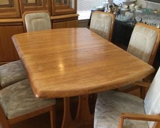 Matching Dining Table with two leaves eight chairs 