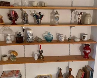 Miscellaneous decor items, vases, candles, books