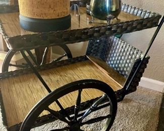 antique wicker teacart