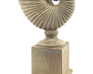 Vintage Wood/Ceramic Nautilus Shell Display