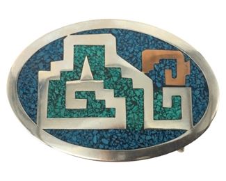 Mexican Crushed Turquoise Belt Buckle