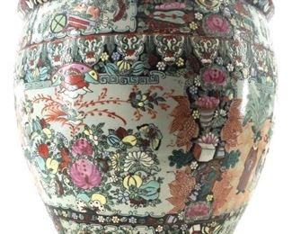 Large Signed Vintage Hand Painted Asian Planter