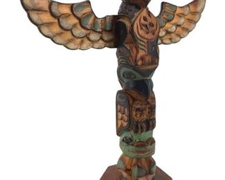 Signed Pat Moore Handcrafted Alaskan Wood Totem