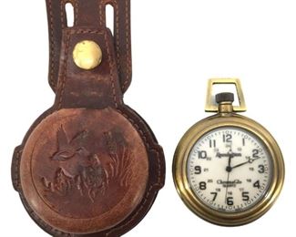 Remington ChromaGlo Pocket Watch in Leather FOB