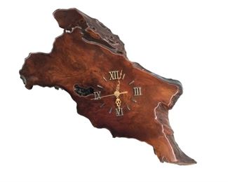 Vintage Handcrafted Natural Red Wood Wall Clock