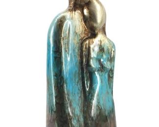 Abstract Ceramic Painted Couple Sculpture
