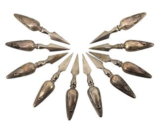 10pc Rare Antique Sterling Silver Corn Eating Ears