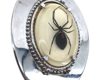 Vintage Encased Black Widow Belt Buckle