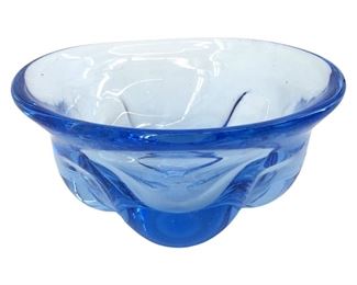 Blue Art Glass Candy Dish
