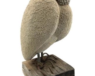 1968 Signed Lou Rankin Cement Owl Sculpture