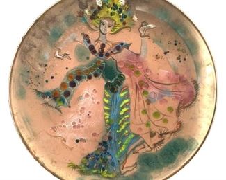Large Hand Painted Semi Precious Stone Art Plate