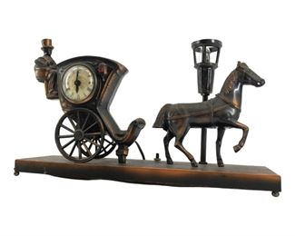 Vintage United Metal Goods Hansom Cab Clock