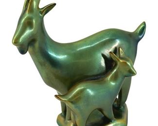 Signed Sinko A. Ceramic Goat Sculpture
