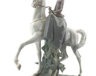 Large Vintage Lladro Porcelain Woman on Horse