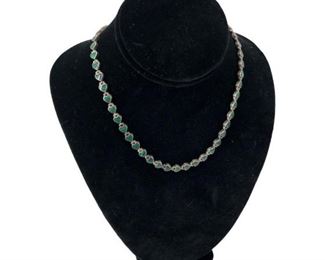 Vintage Green Chrysoprase & Sterling Necklace