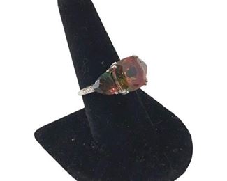 Rare Bi-Color Topaz & Sterling Ring 6g