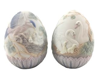 2pc. Llimited Edition Lladro Porcelain Eggs