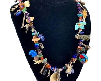 Native American Sterling/Stone/Bone Necklace