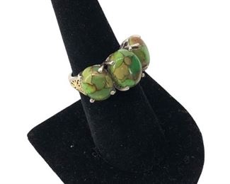 Green Nephrite & Sterling Silver Ring 5g
