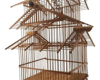 Vintage Chinese Bamboo Bird Cage