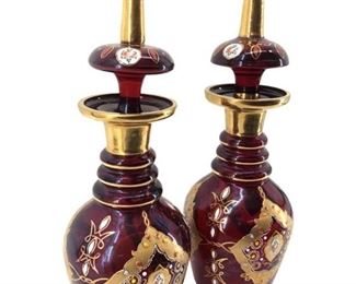 2pc. Large Bohemian Glass Decanters
