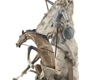 Large Rare Lladro Don Quixote and The Windmill
