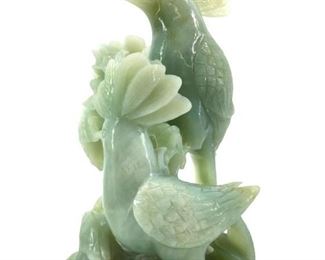 Vintage Carved Jade Birds Sculpture