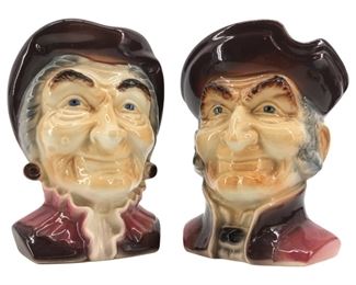 2pc. Royal Copley Colonial Head Vase Wall Hangings