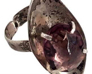 Vintage Sterling & Purple Tourmaline Ring 8g