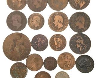 19pc. Antique 19th Century Mixed Currency