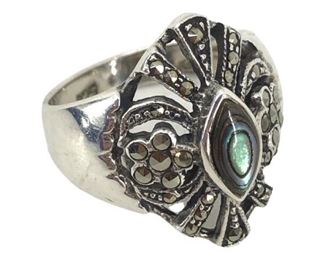 Vintage Sterling Silver & Abalone Ring 9g