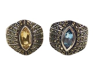 2pc. Sterling Spinel and Topaz Rings