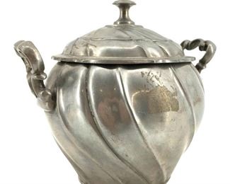 Antique Italian Pewter Sugar Bowl