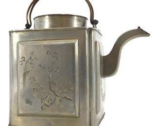 Antique Chinese Marked Pewter Teapot