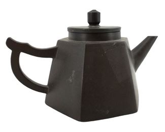 Antique Marked Asian Sided Pewter Small Teapot