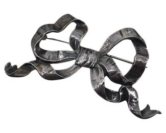 Vintage Sterling Silver Bow Pin