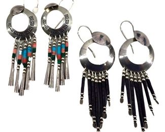 2 Pairs of Sterling Native American Earrings