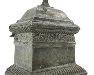 Antique 1663 S. Maurice Crematory Pewter Vessel