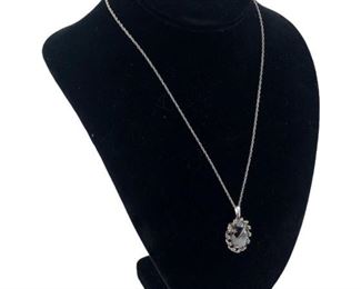 Vintage Sterling Silver & Obsidian Necklace