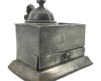 1800's Antique Pewter Burger Meister Inkwell