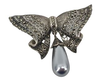 Vintage Sterling Silver Bow Pin