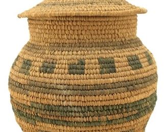 Old Native American Woven Lidded Basket